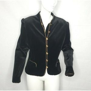 Vintage Butte Velvet Jacket Gold Metallic Trim Size M